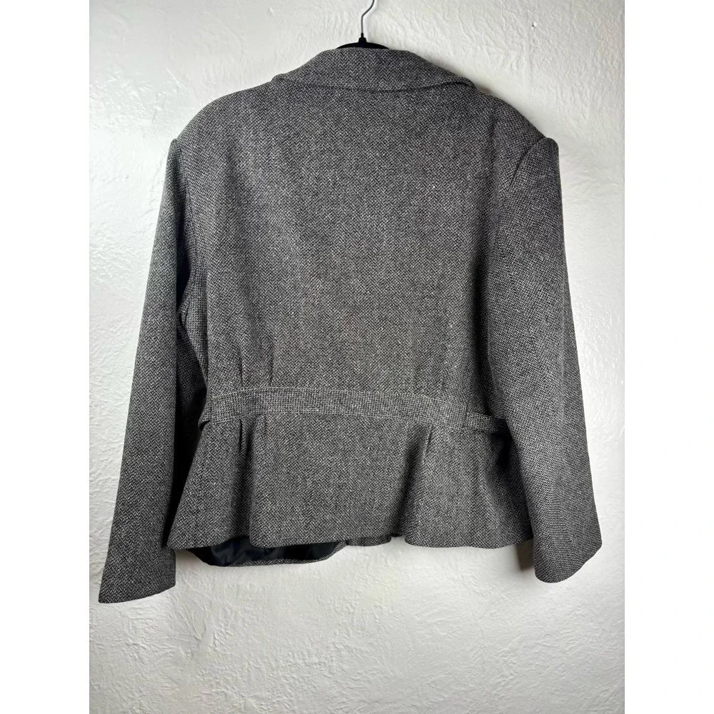 VTG Braebrook Women's Wool Blend Herringbone Zip Up Blazer Jacket Sz 14 Academia